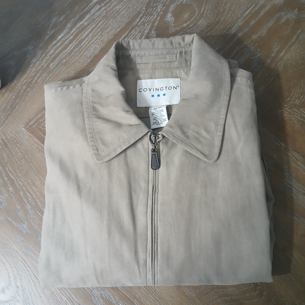 Vintage Covington Harrington Jacket Men Sz XL Tan Microfiber Golf Bomber...